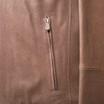 Leather Biker Jacket // Brown (XS)