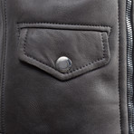 Fur Lined Leather Biker Vest // Dark Brown (XS)