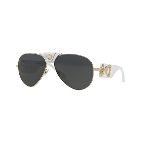 Men's Baroque Medusa Pilot Sunglasses // White