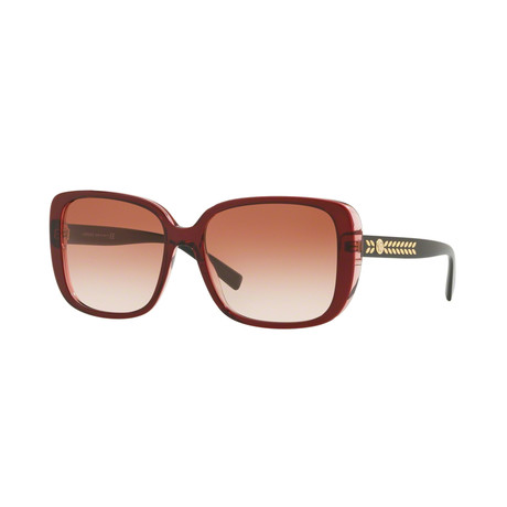 Women's Medusa Oversized Square Sunglasses // Transparent Red