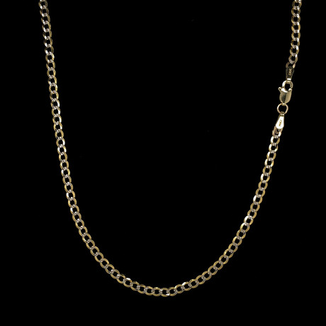 Solid 14K Diamond Cut White + Yellow Gold Cuban Chain Necklace // 3mm (18" // 5.5g)
