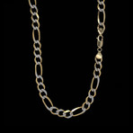 Solid 14K Diamond Cut White + Yellow Gold Figaro Chain Necklace // 7.5mm