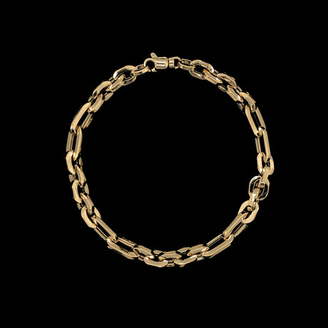 Solid 14K Gold Thick Oval Anchor 3+1 Link Bracelet