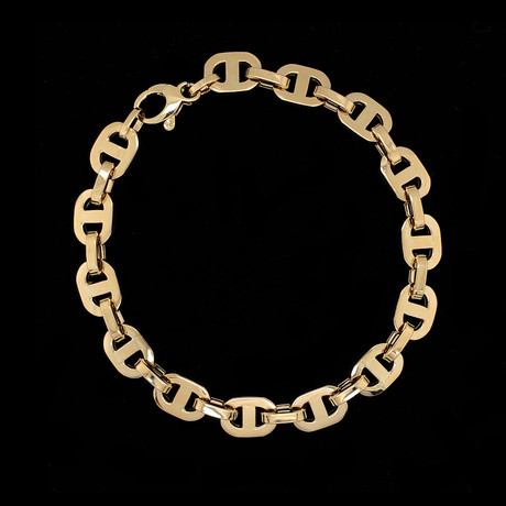 Solid 14K Gold Thick Puff Mariner Link Bracelet