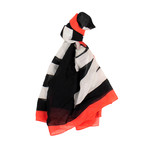 Moschino // Women's Chiffon Logo Designer Print Pareo Scarf // Black (Black)