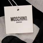 Moschino // Women's Chiffon Logo Designer Print Pareo Scarf // Black (Black)