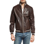 Leather Jacket // Brown + Beige (XS)