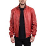 Leather Jacket // Coral + Black (XL)