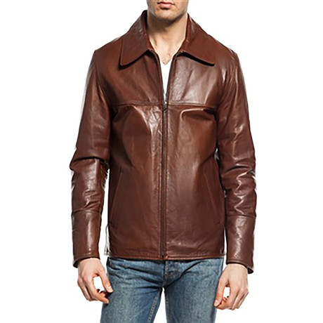 Sleek Leather Jacket // Tobacco (XS)