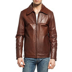 Sleek Leather Jacket // Tobacco (2XL)