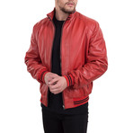 Leather Jacket // Coral + Black (S)