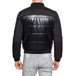 Quilted Puffy Leather Jacket // Black (XL)