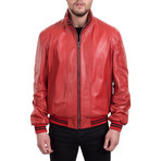 Leather Jacket // Coral + Black (S)