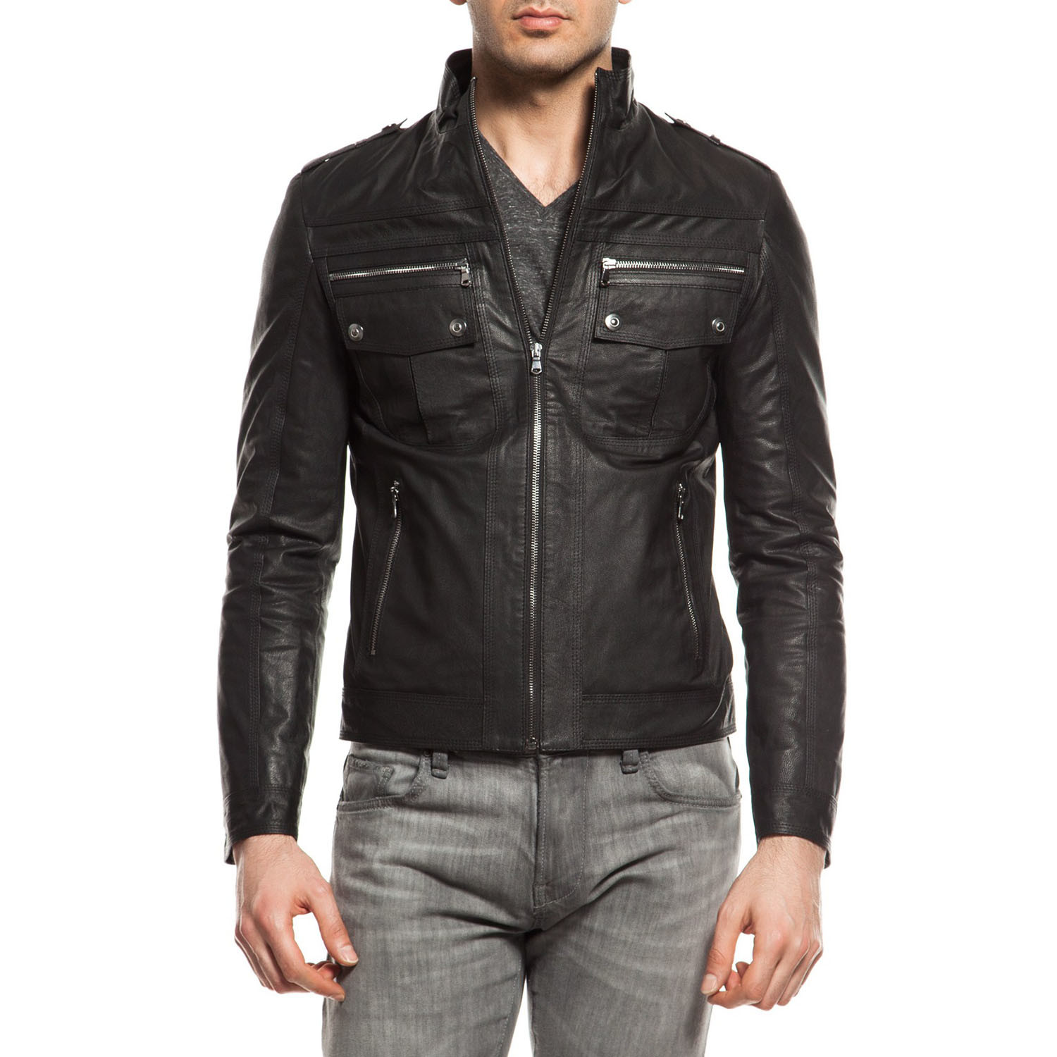 Tony Leather Jacket // Black (L) - O&J DAY FOREIGN TRADE LTD - Touch of ...