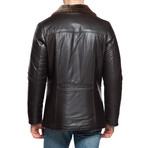 Faux Fur Leather Jacket // Brown (L)