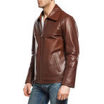 Sleek Leather Jacket // Tobacco (2XL)