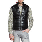 Puffy Leather Vest // Black (4XL)