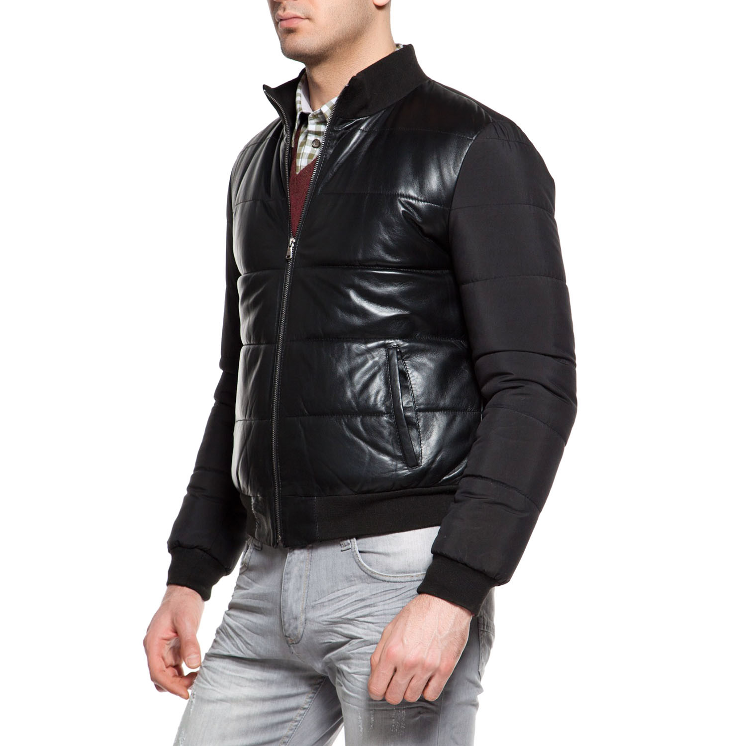Quilted Puffy Leather Jacket // Black (XS) - O&J DAY FOREIGN TRADE LTD ...