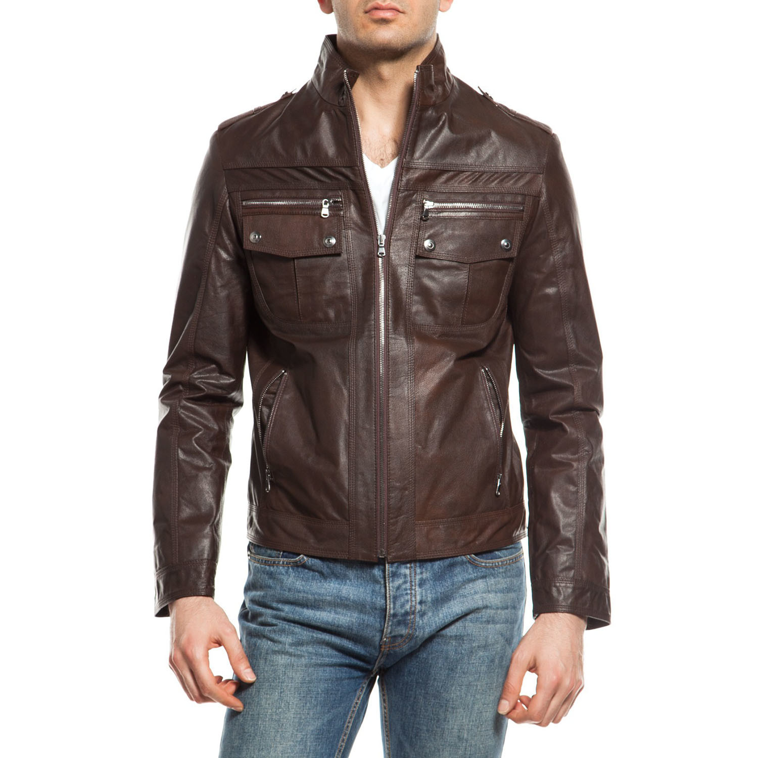 Tony Leather Jacket // Brown (XS) - O&J DAY FOREIGN TRADE LTD - Touch ...
