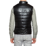 Puffy Leather Vest // Black (XL)