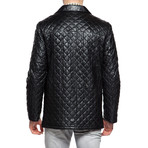 Quilted Snap Leather Jacket // Black (4XL)
