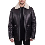 Fur Leather Jacket // Black (XL)