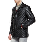 Quilted Snap Leather Jacket // Black (4XL)