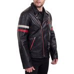 Stripe Leather Jacket // Black + Red (M)