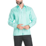 Stylish Guayabera Long-Sleeve Shirt // Mint (L)