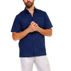 Classic Guayabera Short-Sleeve Shirt // Navy (L)