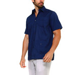 Classic Guayabera Short-Sleeve Shirt // Navy (L)