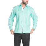 Stylish Guayabera Long-Sleeve Shirt // Mint (S)