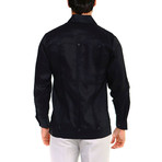 Classic Guayabera Long-Sleeve Shirt // Black (2XL)