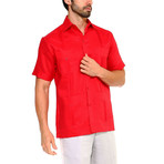 Classic Guayabera Short-Sleeve Shirt // Red (M)