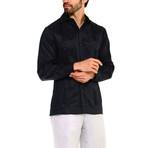 Classic Guayabera Long-Sleeve Shirt // Black (2XL)