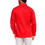 Classic Guayabera Long-Sleeve Shirt // Red (L)