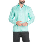 Stylish Guayabera Long-Sleeve Shirt // Mint (L)