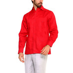 Classic Guayabera Long-Sleeve Shirt // Red (XL)