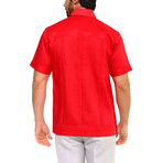 Classic Guayabera Short-Sleeve Shirt // Red (M)