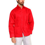 Classic Guayabera Long-Sleeve Shirt // Red (L)