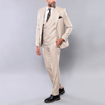 Alonso Slimfit Self Patterned 3-Piece Vested Suit // Beige (Euro: 46)