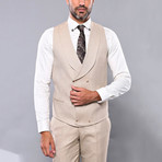 Alonso Slimfit Self Patterned 3-Piece Vested Suit // Beige (Euro: 54)