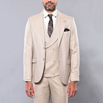 Alonso Slimfit Self Patterned 3-Piece Vested Suit // Beige (Euro: 46)
