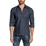 Checkered Long-Sleeve Shirt // Midnight Navy (S)