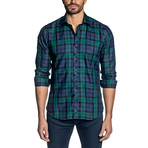 Plaid Long Sleeve Shirt // Navy + Teal (XL)