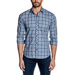 Long Sleeve Shirt // White + Blue Plaid (M)
