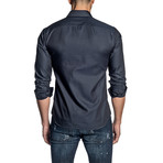 Checkered Long-Sleeve Shirt // Midnight Navy (2XL)