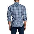 Long Sleeve Shirt // White + Blue Plaid (L)