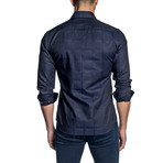 Jacquard Long Sleeve Shirt // Navy (S)