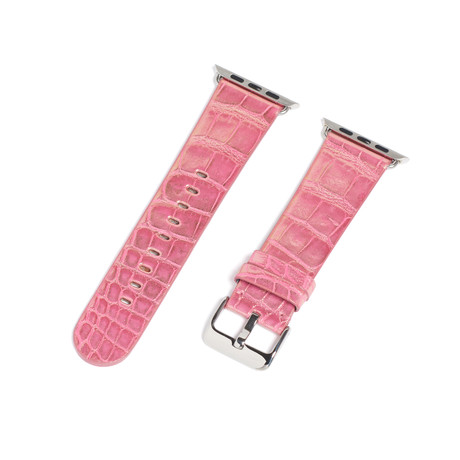 Genuine Alligator Apple Watch Strap // Hot Pink // 42mm (Rose Gold Tone Hardware)